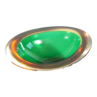 Vintage Mid Century Modern Murano Art Glass Sommerso Catchall Bowl For Sale