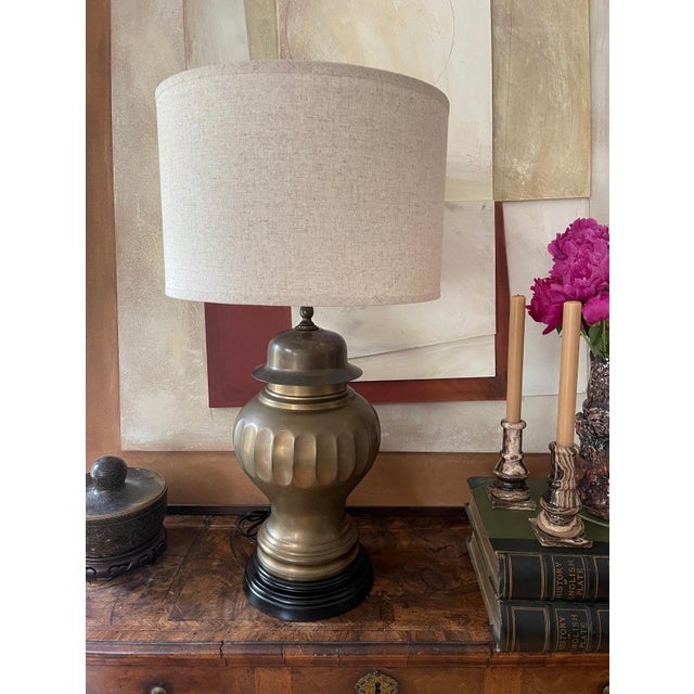 Vintage Brass Ginger Jar Lamp For Sale - Image 4 of 8