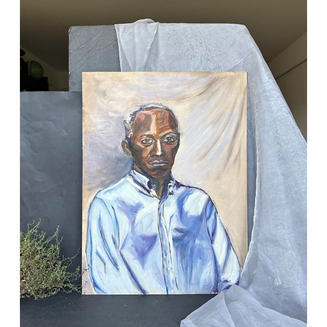 An interesting vintage oil painting portrait of an African American man, this original artwork would make a fabulous...