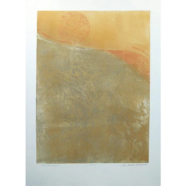 1970s "Mountain Meadow" Minimalist Landscape Signed and Numbered Etching by Lin Carte Anderson For Sale