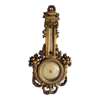 19th Century French Giltwood Barometer For Sale