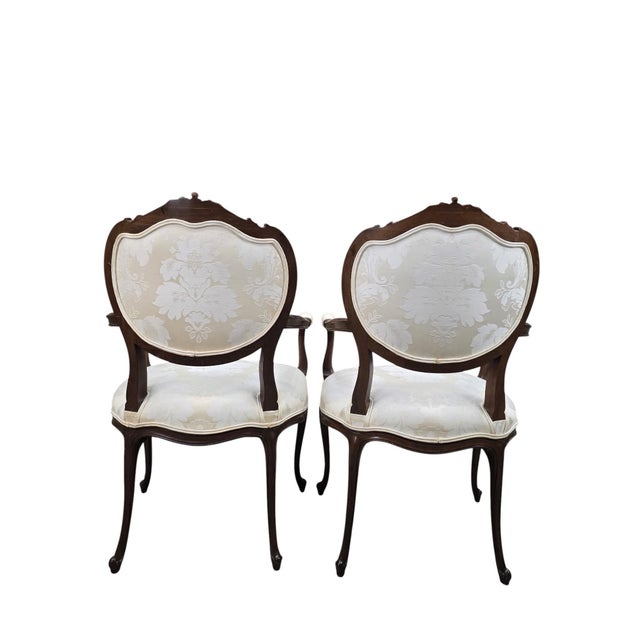 Vintage French Louis XV Style Walnut Dining Chairs – Set of 6 For Sale - Image 11 of 11