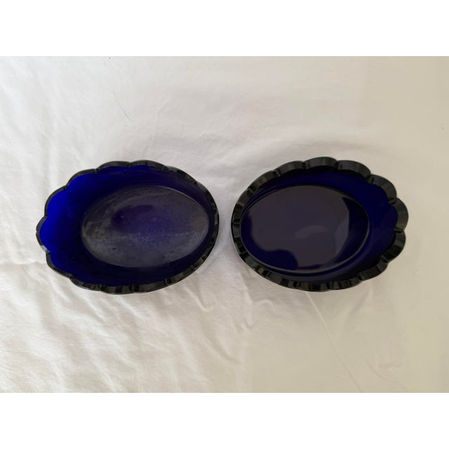 A Pair of Rare William IV Bristol Blue Glass Salts C1830 With Unusual Petal Cut Rims For Sale - Image 9 of 12