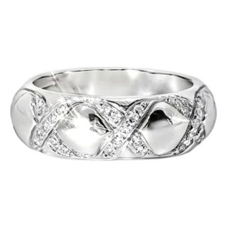 Late 20th Century 18K White Gold Diamond Xs Wedding Band Ring Estate by Hidalgo, Size 6.5 For Sale