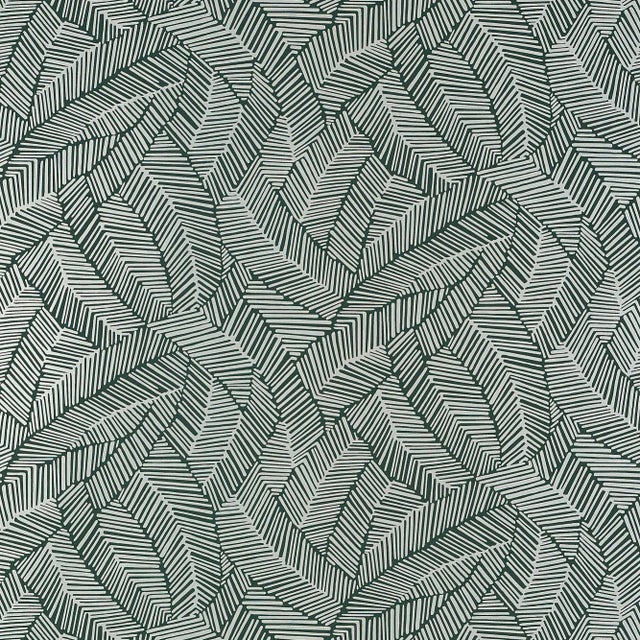 Schumacher Abstract Leaf Wallpaper in Metallic Slate For Sale