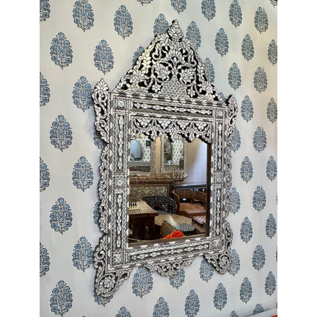Vintage Levante White Mother of Pearl Inlaid Mirror For Sale In Los Angeles - Image 6 of 7