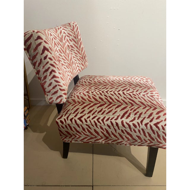 Red Velvet Tiger Print Slip Chair For Sale - Image 4 of 4
