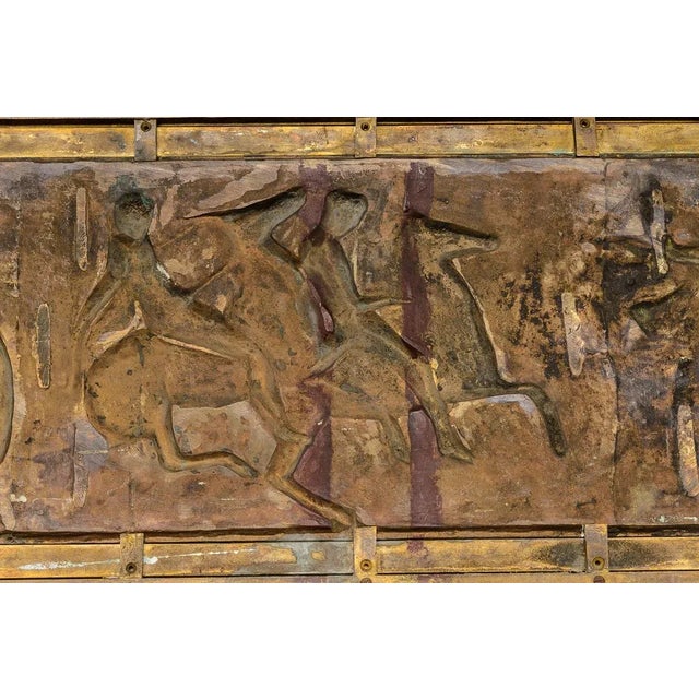 Allegorical Bronze bas relief of horses and people. Mid 19th century