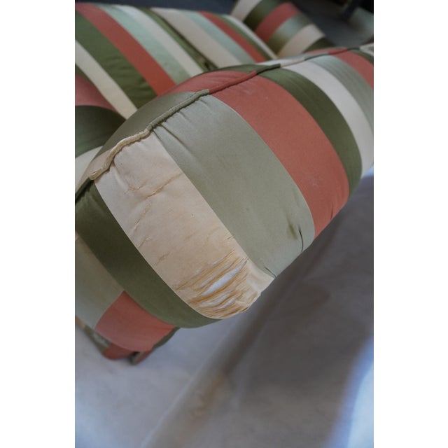 Late 20th Century Custom Edward Ferrell Silk Stripe Loveseat For Sale - Image 9 of 18