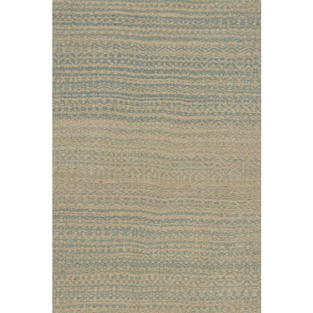 Rug & Kilim’s Modern Kilim Rug in Blue and Beige Stripes and Striae For Sale In New York - Image 6 of 7