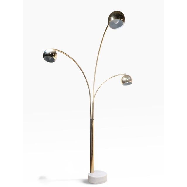 1970s Space Age Brass and Marble Arc Floor Lamp For Sale - Image 12 of 18
