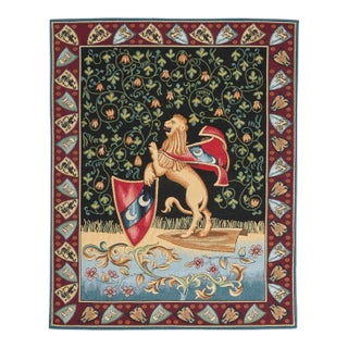 Heraldic Lion Loom Woven Tapestry - 85 × 65 Cm (2′9" × 2′2") - Requires Rod Size 2 For Sale
