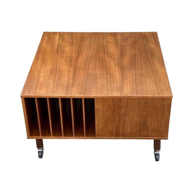 Lovig Design 1960s Danish Lovig Square Coffee Table With Drawer, Open Shelves & Original Casters For Sale - Image 4 of 16
