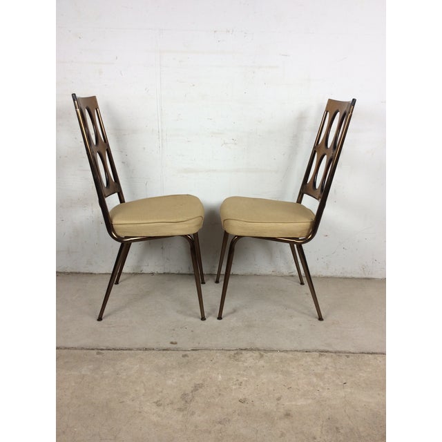 1960s Mid Century Modern Pair of Chairs With Smoked Lucite Seat Back and Vintage Upholstery by Chromecraft For Sale - Image 5 of 13