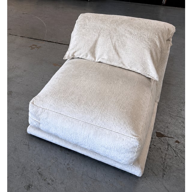 Montauk "Jill" Armless Chair in Light Cream Off-White Velvet For Sale - Image 4 of 8