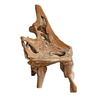 Vintage Organic Solid Teak Root Chair For Sale