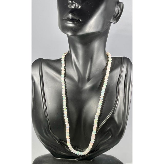 Natural Opal Faceted Bead Single Strand Necklace on Sale 14 K Gold Lobster Clasp For Sale - Image 4 of 18