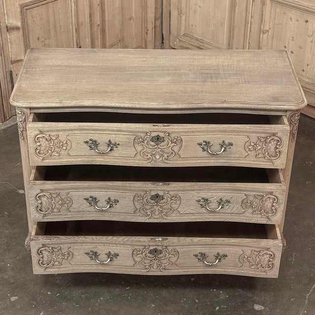 Antique Country French Louis XIV Stripped Oak Commode ~ Chest of Drawers For Sale - Image 13 of 16