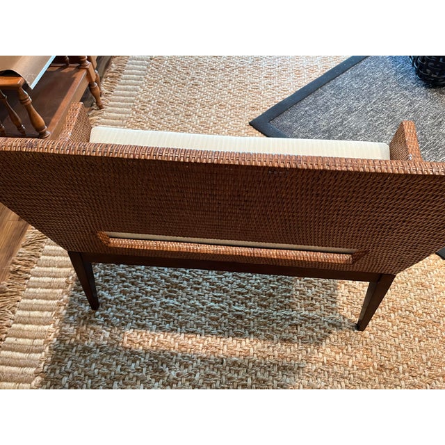 Wood Late 20th Century Bernhardt Wicker Rattan Coastal Loveseat For Sale - Image 7 of 9