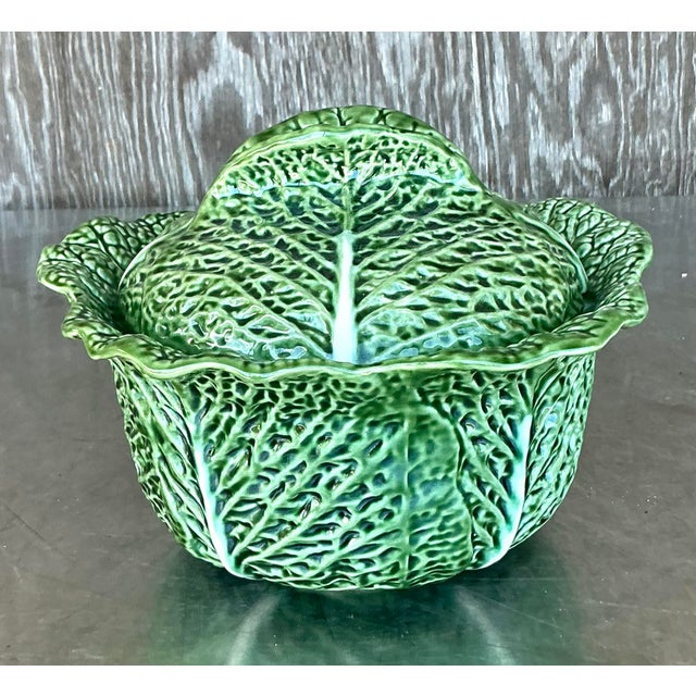 Vintage Boho Glazed Ceramic Large Lidded Bowl For Sale - Image 4 of 11