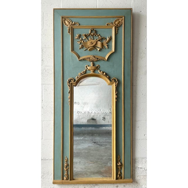 Vintage Regency Gilt Tipped Trumeau Mirror For Sale - Image 4 of 8