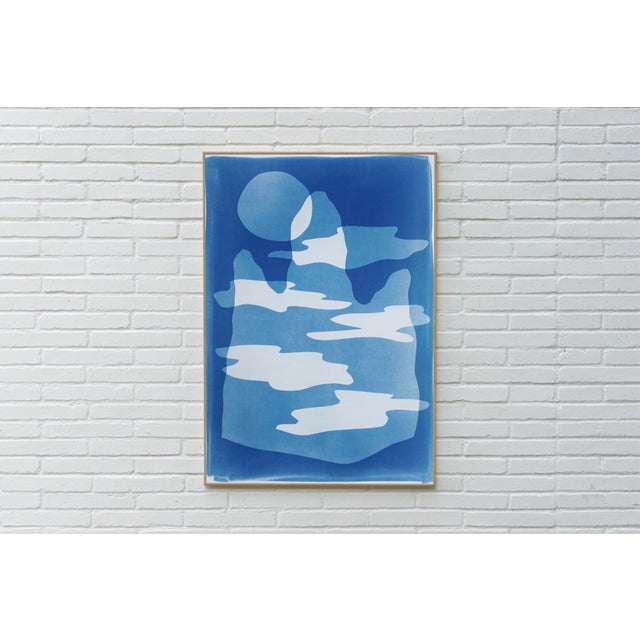 2020s 2026. Misty Mountain Eve, Modern Landscape, Handmade Monotype Cyanotype on Watercolor Paper by Kind of Cyan For Sale - Image 5 of 8