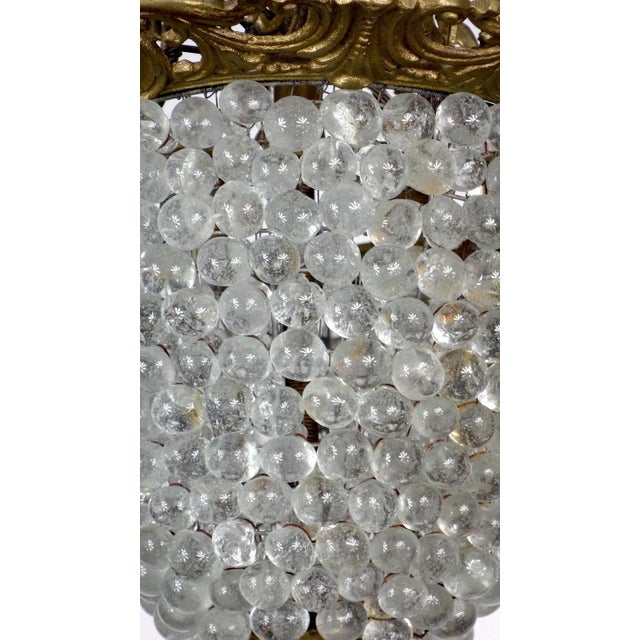Gold Antique French Brass Glass Grape Shade Chandelier, 1930s For Sale - Image 8 of 11
