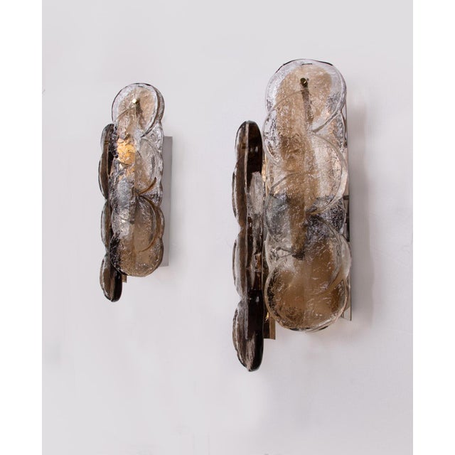Kalmar Amber Citrus Wall Sconce in Swirl Murano Glass & Brass by J. T. Kalmar for Kalmar, Austria, 1960s, Set of 2 For Sale - Image 4 of 10