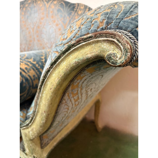 Early 19th Century Venetian Painted Neoclassical Frame W/Velvet Fabric Settee For Sale - Image 17 of 18