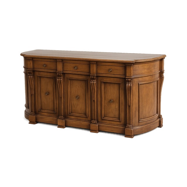 Elegant and substantial Michael Taylor Designs Lombardi Collection Serpentine Sideboard featuring a beautifully shaped...