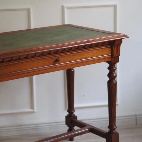 Small Antique Desk or Console Table with Green Leather Top, 1890s For Sale - Image 10 of 18