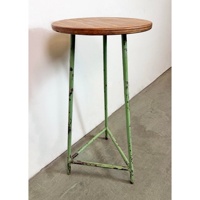 Wood Industrial Green Workshop Stool, 1960s For Sale - Image 7 of 13