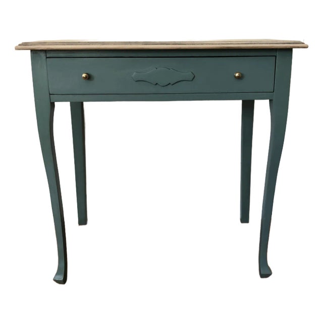 1930s Vintage Farmhouse Eucalyptus Green Side Table For Sale