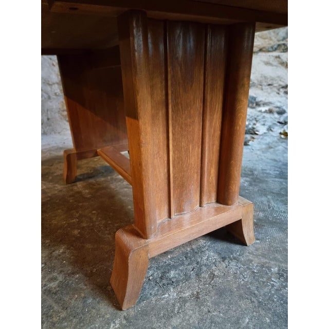 Wood French Art Deco Oak Dining Table, 1930s For Sale - Image 7 of 14