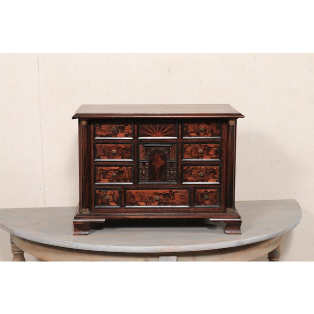 Brown Antique Italian Petite Table Top Chest For Sale - Image 8 of 14