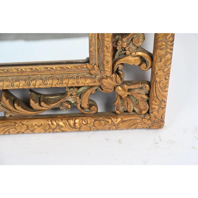 Vintage Italian Baroque Style Large Rectangular Wall Mirror For Sale - Image 4 of 10