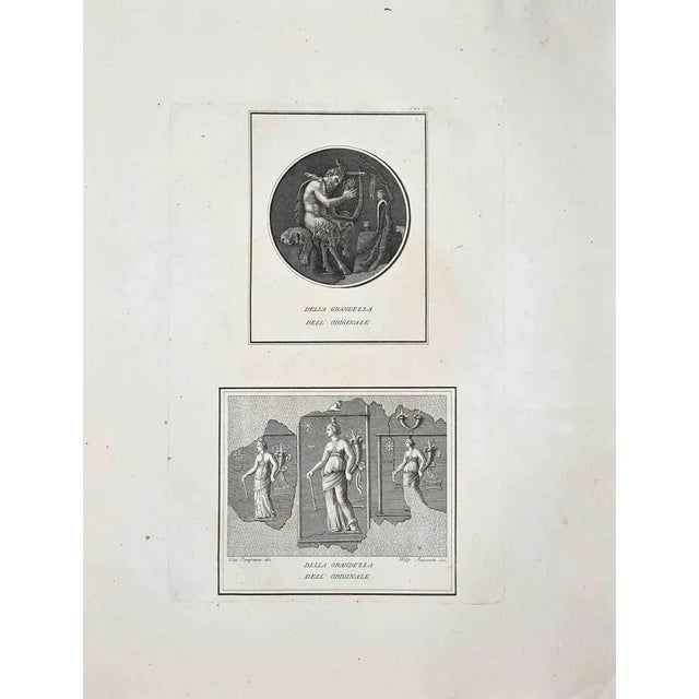 Antiquities of herculaneum exposed, original etching from the end of the 18th century, made by various old masters. Good...