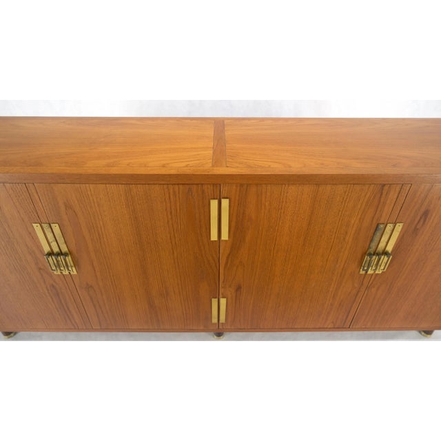 Baker Teak & Brass Double Door Compartment 4 Drawers Credenza Dresser For Sale - Image 11 of 12