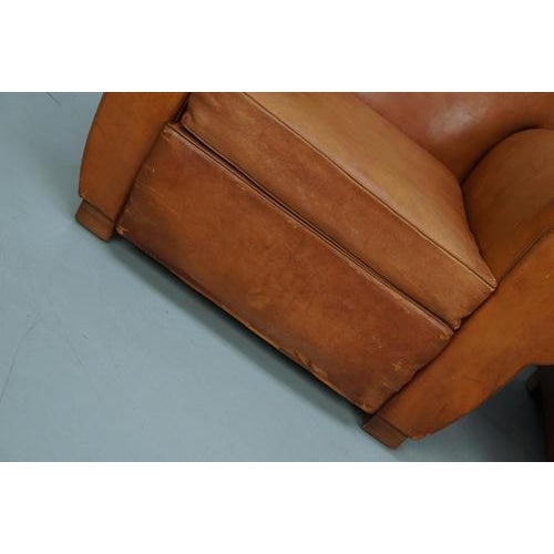 French Cognac Moustache Back Leather Club Chairs, 1950s, Set of 2 For Sale - Image 10 of 18