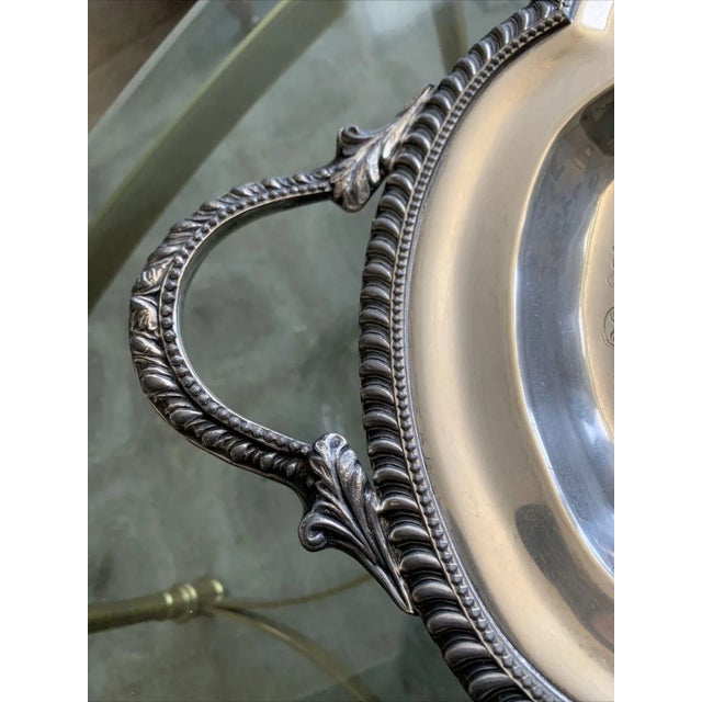 1930s Antique Silver on Copper Scalloped Oval Serving Tray For Sale - Image 5 of 13