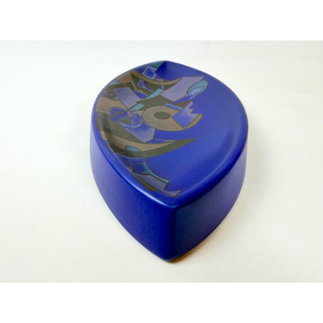 Blue Postmodern Ceramic Bowl from Steuler Design, 1980s For Sale - Image 8 of 9