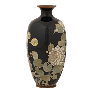 Antique Japanese Cloisonne Enamel Hydrangea Vase Meiji Period