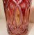 Antique Bohemian Czech Ruby Red Cut to Clear Gilded Gold Art Glass Crystal Vase For Sale - Image 12 of 12