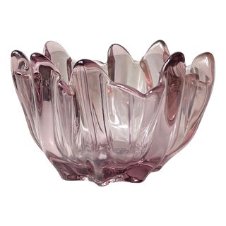 Vintage Swedish Freeform Pink Crystal Bowl by Bosse Rubin for Åfor, 1960s For Sale