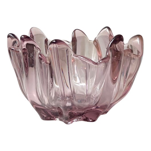 Vintage Swedish Freeform Pink Crystal Bowl by Bosse Rubin for Åfor, 1960s For Sale