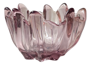 Vintage Swedish Freeform Pink Crystal Bowl by Bosse Rubin for Åfor, 1960s