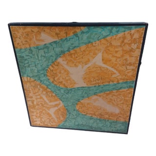 Vintage Abstract Oil Painting on Canvas Signed Lou H P For Sale