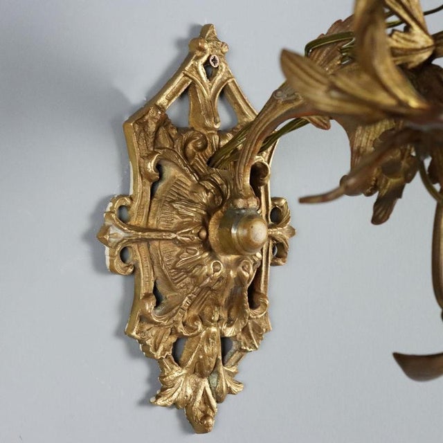 Goldenrod 19th Century Gilt Bronze Wall Lights, Italy, Set of 2 For Sale - Image 8 of 10