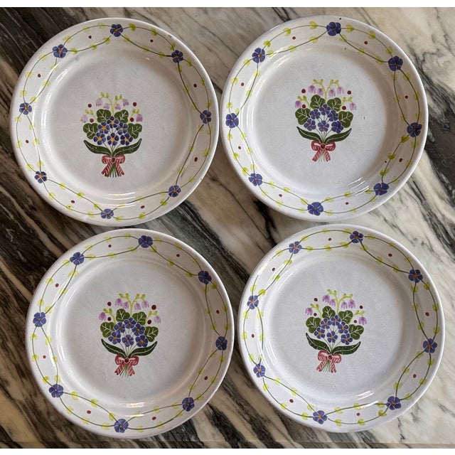 Made in Portugal Vintage Terra Cotta Hand Painted Plates - Set of 8 For Sale In Seattle - Image 6 of 18