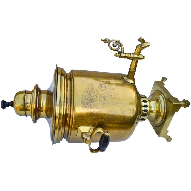 Early 20th Century Early 20th Century Handmade & Dated Russian Brass Samovar With Stamps For Sale - Image 5 of 14